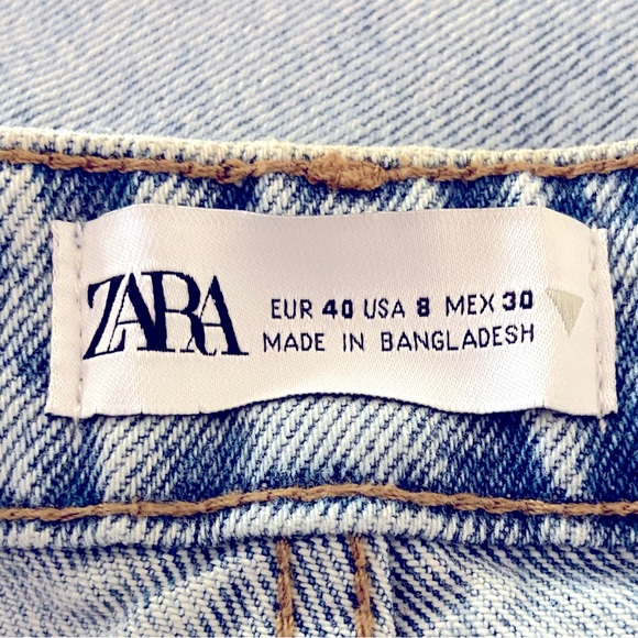 ZARA High RISE Cropped Straight Fit Raw Hem 5-Pocket Women’s Jeans Sz 40 (US 8) - Picture 10 of 11